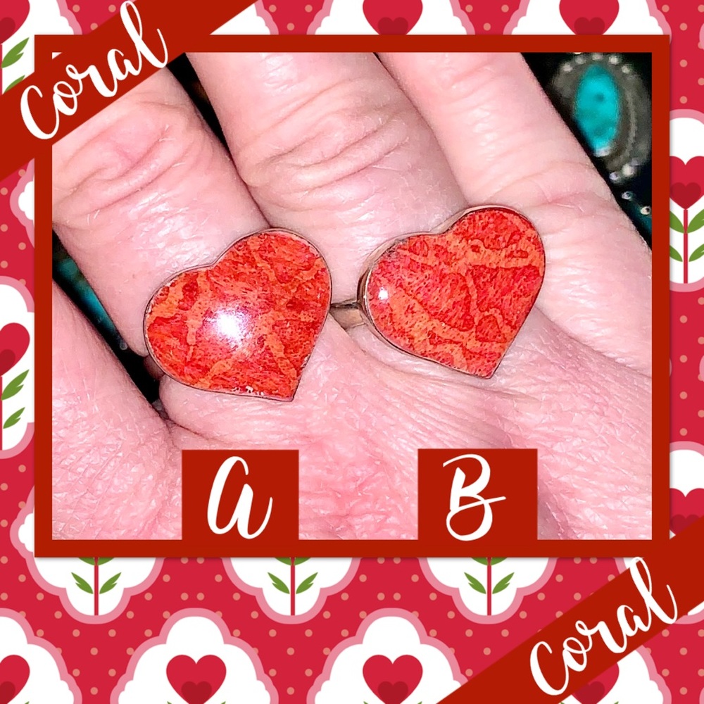 Coral Sterling Silver Adjustable Ring Euc / Nwot … - image 5